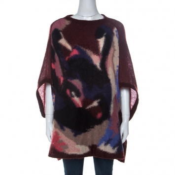 Pre Owned Sonia Rykiel Burgundy Knit Raglan Sleeve Cocoon Sweater M