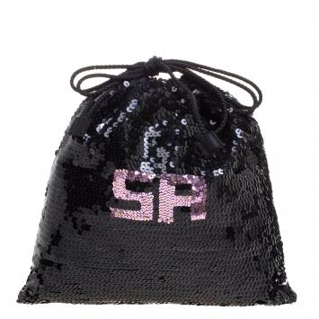 Pre Owned Sonia Rykiel Black Sequins Drawstring Bag