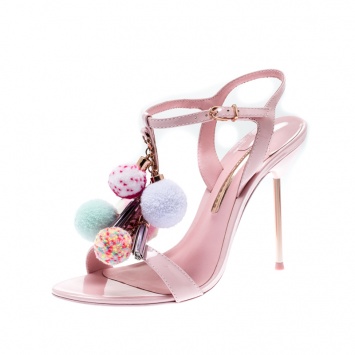 مملوكة مسبقًا Sophia Webster Pink Leather Layla Pom Pom Embellished T-Strap Sandals Size 39
