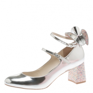 Pre Owned Sophia Webster Silver Leather Lilia Mary Jane Pumps Size 39