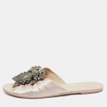 Pre Owned Sophia Webster Light Pink Satin Lilico Flat Slides Size 40