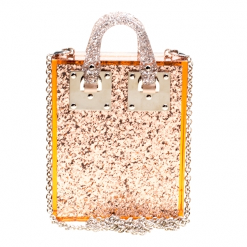 Pre Owned Sophie Hulme Clear Brown Glitter Perspex Compton Crossbody Bag 