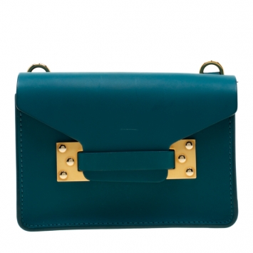 Pre Owned Sophie Hulme Green Leather Nano Milner Crossbody Bag