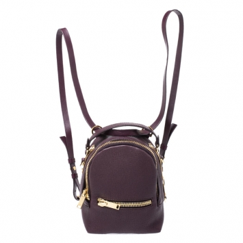 Pre Owned Sophie Hulme Burgundy Leather Mini Wilson Backpack