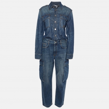 Pre Owned Stella McCartney Blue Vintage Wash Denim Jumpsuit M