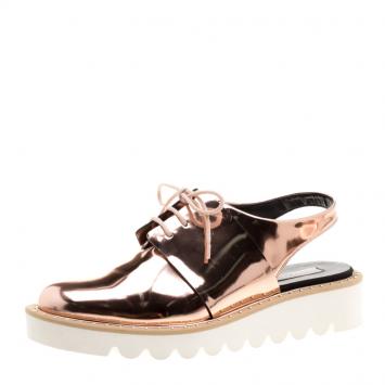Pre Owned Stella McCartney Metallic Bronze Faux Leather Odette Slingback Derby Size 40