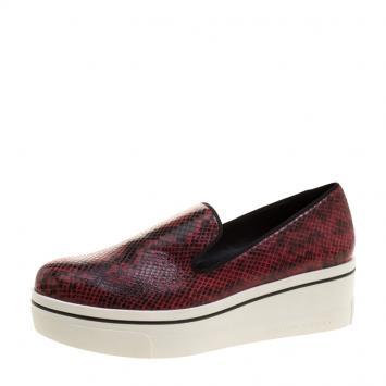 Pre Owned Stella McCartney Two Tone Faux Python Creeper Platform Loafers Size 40
