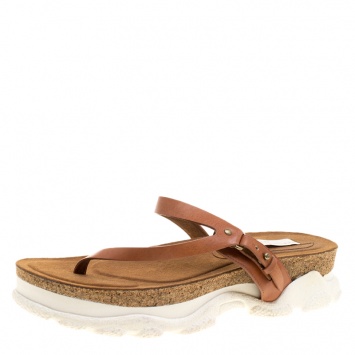 Pre Owned Stella McCartney Brown Faux Leather Altea Platform Slides Size 39