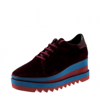 Pre Owned Stella McCartney Burgundy Velvet Elyse Sneakers Size 41