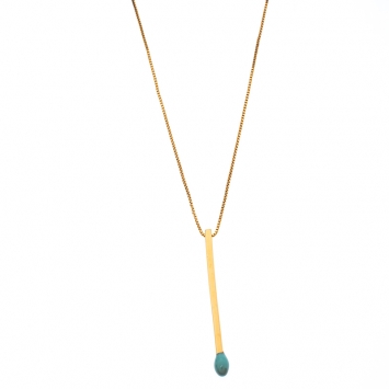 Pre Owned Stella McCartney Matchstick Enamel Gold Tone Pendant Necklace