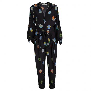 Pre Owned Stella McCartney Black Monia Superhero Print Jumpsuit S