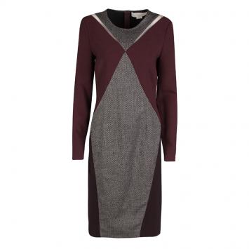 Pre Owned Stella McCartney Colorblock Knit Mesh Insert Long Sleeve Dress M