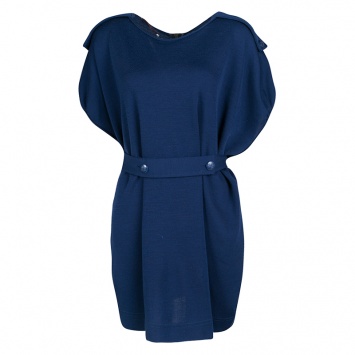 Pre Owned Stella McCartney Blue Belted Oversized Wool Tunic S
