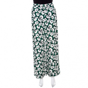 Pre Owned Stella McCartney Floral Printed High Waist Wide Leg Maude Trousers S