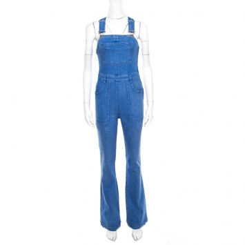 Pre Owned Stella McCartney Indigo Light Washed Wide Leg Denim Overalls S