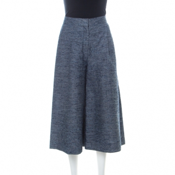 Pre Owned Stella McCartney Marled Blue Pleated Oliver Bouclé Culottes XS