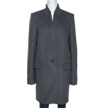 Pre Owned Stella McCartney Grey Wool Embellished Coat L