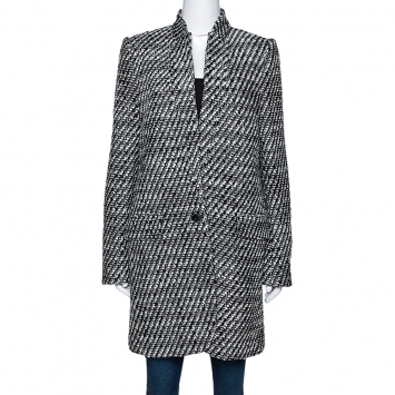Pre Owned Stella McCartney Monochrome Tweed Bryce Coat M