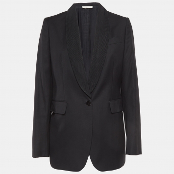 Pre Owned Stella McCartney Black Wool Shawl Collar Single Breasted Coat M