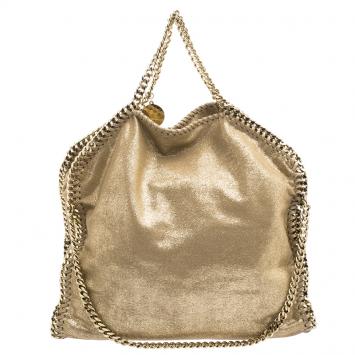 Pre Owned Stella McCartney Gold Faux Leather Small Falabella Tote