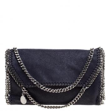 Pre Owned Stella McCartney Navy Blue Faux Leather Falabella Shoulder Bag