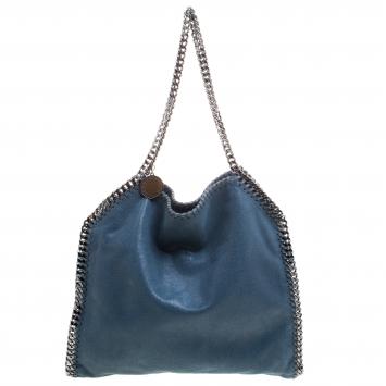 Pre Owned Stella McCartney Blue Faux Leather Small Falabella Tote