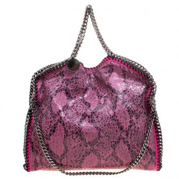 Pre Owned Stella McCartney Pink Faux Python Small Falabella Tote