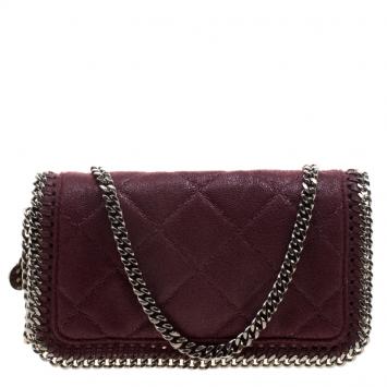 Pre Owned Stella McCartney Burgundy Faux Leather Falabella Crossbody Bag