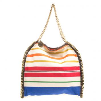 Pre Owned Stella McCartney Multicolor Striped Canvas Small Falabella Tote