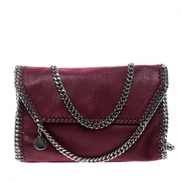 Pre Owned Stella McCartney Burgundy Faux Leather Falabella Shoulder Bag