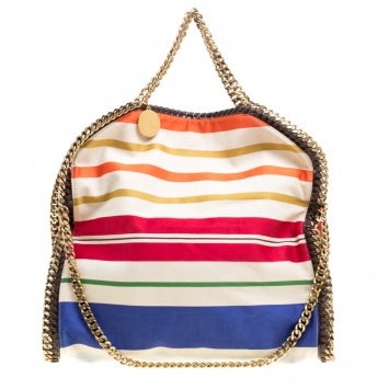 Pre Owned Stella McCartney Multicolor Striped Canvas Small Falabella Tote