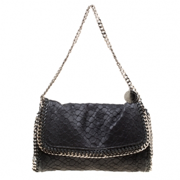 Pre Owned Stella McCartney Black Faux Leather Falabella Shoulder Bag