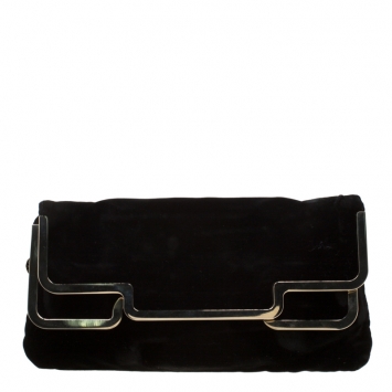 Pre Owned Stella McCartney Black Velvet Metal Clutch