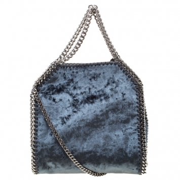 Pre Owned Stella McCartney Blue Velvet Mini Falabella Tote