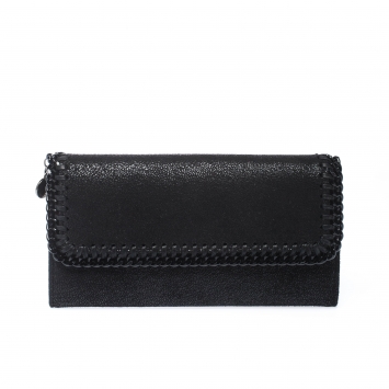 Pre Owned Stella McCartney Black Faux Leather Falabella Continental Wallet