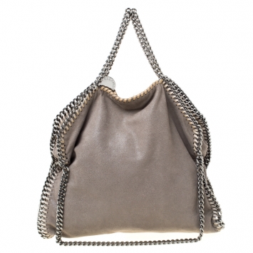 Pre Owned Stella McCartney Grey Faux Leather Falabella Chain Tote
