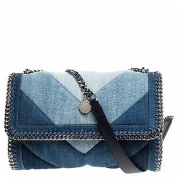 Pre Owned Stella McCartney Blue Eco Denim Falabella Shoulder Bag