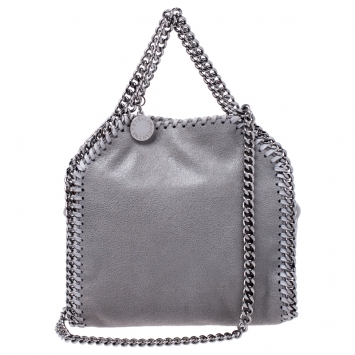 Pre Owned Stella McCartney Grey Faux Leather Tiny Falabella Crossbody Bag