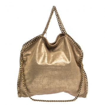 Pre Owned Stella McCartney Gold Faux Leather Small Falabella Tote