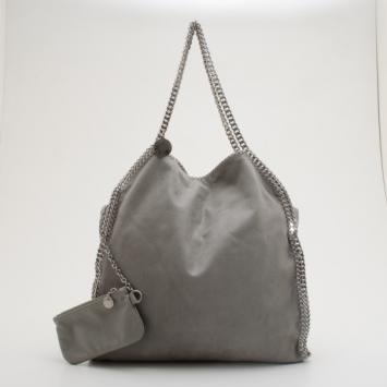 Pre Owned Stella McCartney Grey Faux Suede Falabella Shoulder Bag
