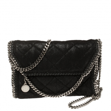 Pre Owned Stella McCartney Black Faux Leather Mini Falabella Shoulder Bag