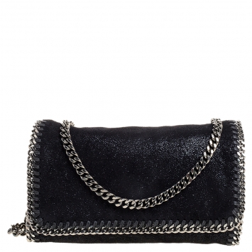 Pre Owned Stella McCartney Black Faux Leather Falabella Crossbody Bag