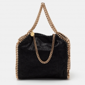 Pre Owned Stella McCartney Black Faux Leather Falabella Shoulder Bag