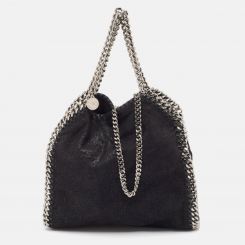 Pre Owned Stella McCartney Black Faux Suede Mini Falabella Tote