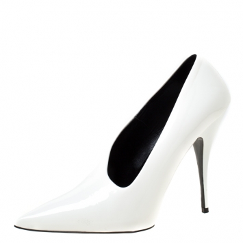 Pre Owned Stella McCartney White Faux Leather Russet Pointed Toe Pumps Size 40 