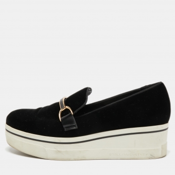 Pre Owned Stella McCartney Black Velvet Binx Platform Sneakers Size 40