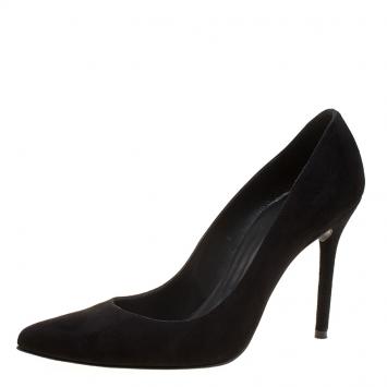 Pre Owned Stuart Weitzman Black Suede Nouveau Pointed Toe Pumps Size 38
