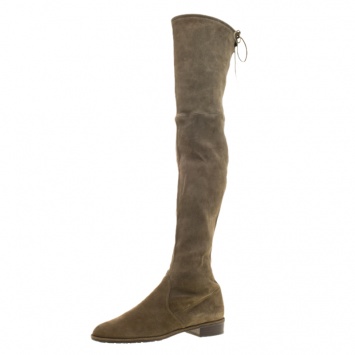 Pre Owned Stuart Weitzman Khaki Suede Over The Knee Boots Size 40