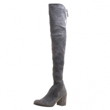 Pre Owned Stuart Weitzman Grey Suede Tieland Over The Knee Block Heel Boots Size 42