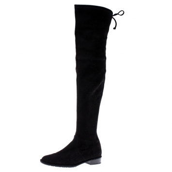 Pre Owned Stuart Weitzman Black Suede Lowland Over The Knee Boots Size 38